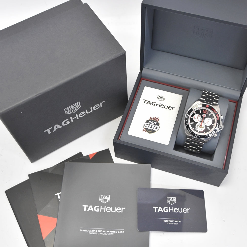 with paper TAG HEUER Formula 1 Indy 500 CAZ101V Limited Edition Chronograph Date Black / Silver Dial Quartz Men's
 Watch I#139440