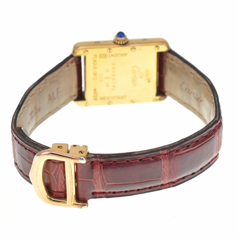 CARTIER Must tank W1013654 SV925 (Gold Plated) / Leather Ivory Dial Quartz Ladies
 Watch G#139452