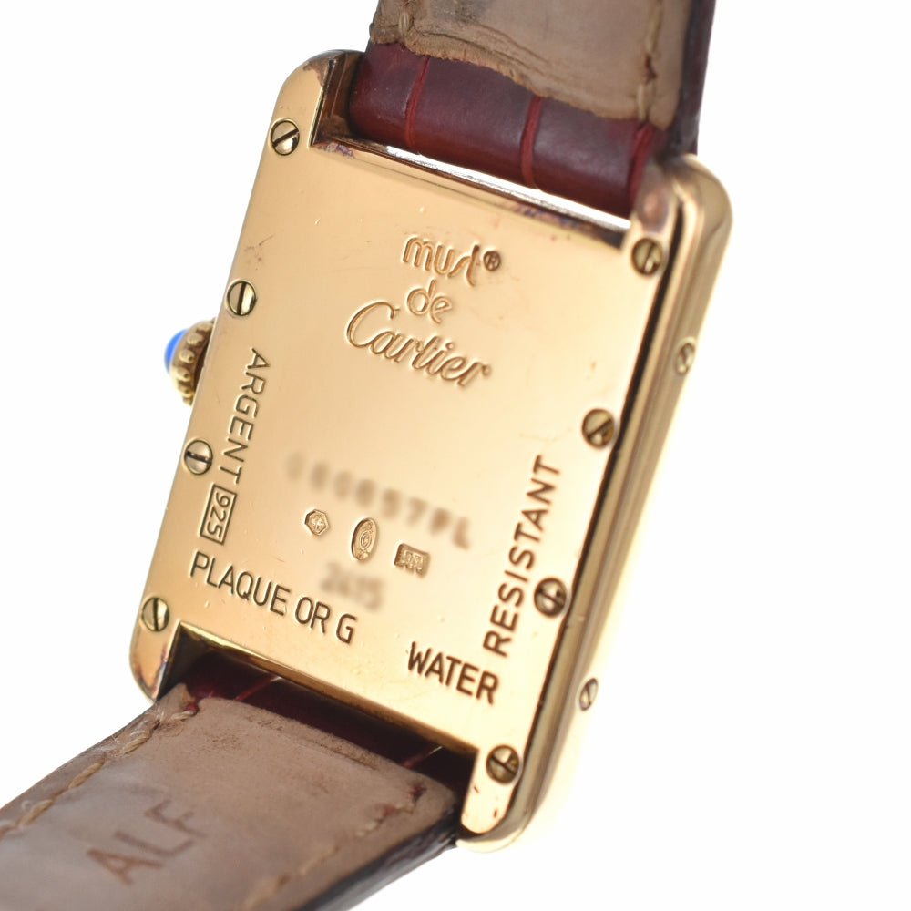 CARTIER Must tank W1013654 SV925 (Gold Plated) / Leather Ivory Dial Quartz Ladies
 Watch G#139452