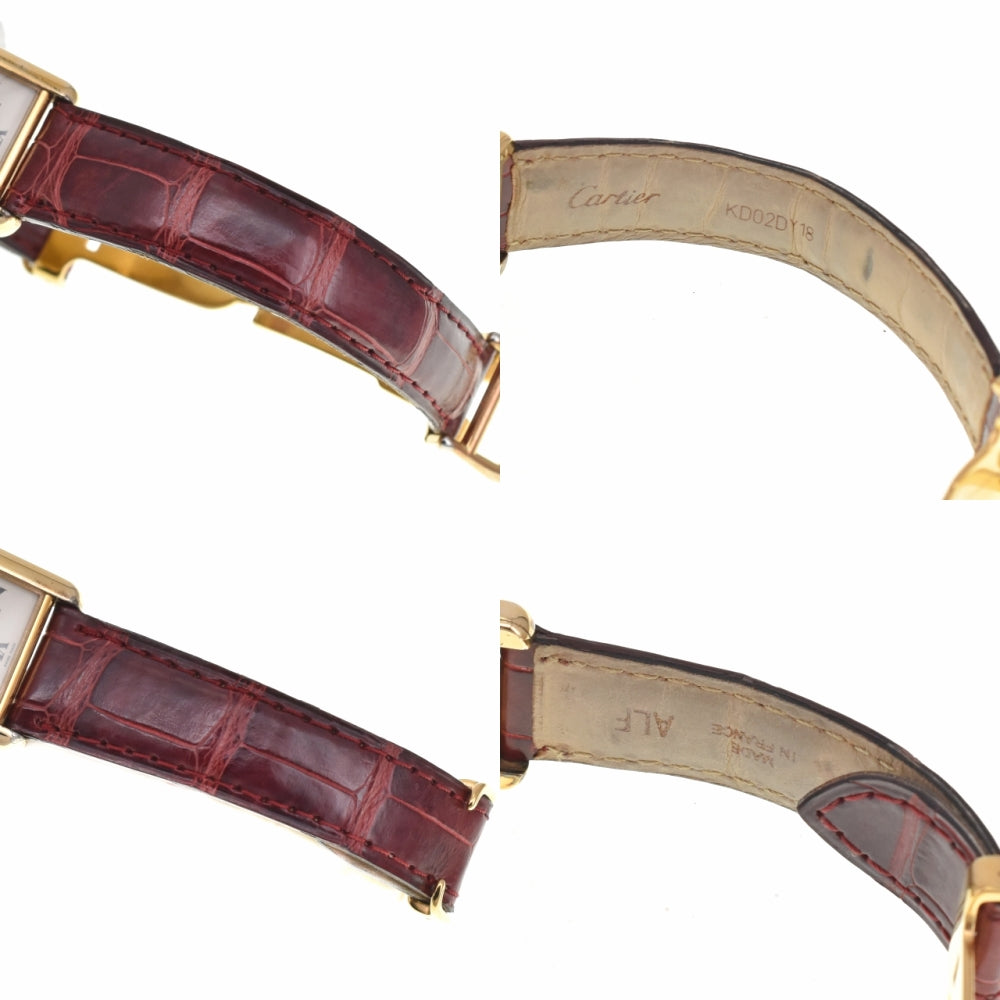 CARTIER Must tank W1013654 SV925 (Gold Plated) / Leather Ivory Dial Quartz Ladies
 Watch G#139452