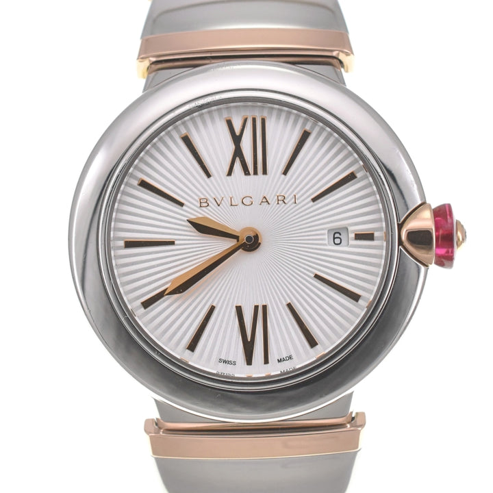 BVLGARI Le chair LUP28SG Date Stainless Steel/K18PG Sapphire & Diamond Crown Silver Dial Quartz Ladies
 Watch G#139456