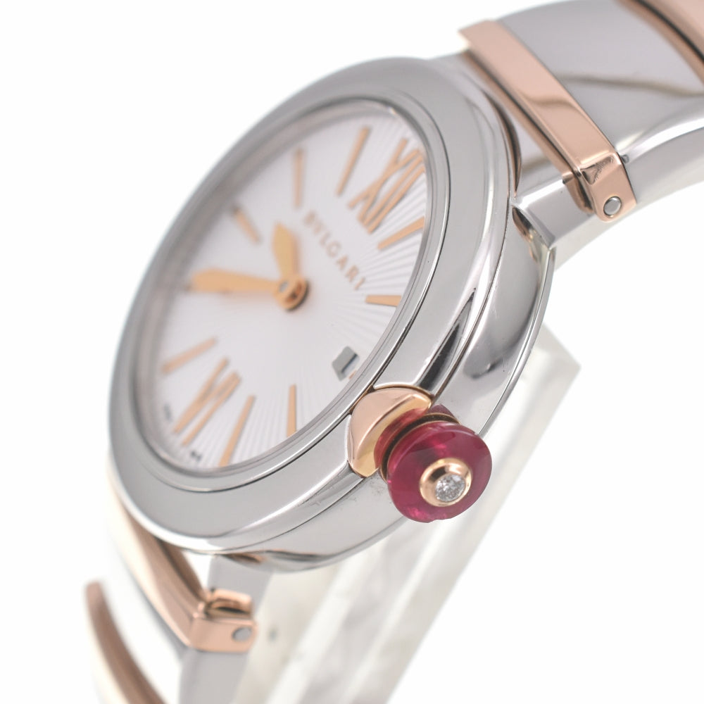 BVLGARI Le chair LUP28SG Date Stainless Steel/K18PG Sapphire & Diamond Crown Silver Dial Quartz Ladies
 Watch G#139456