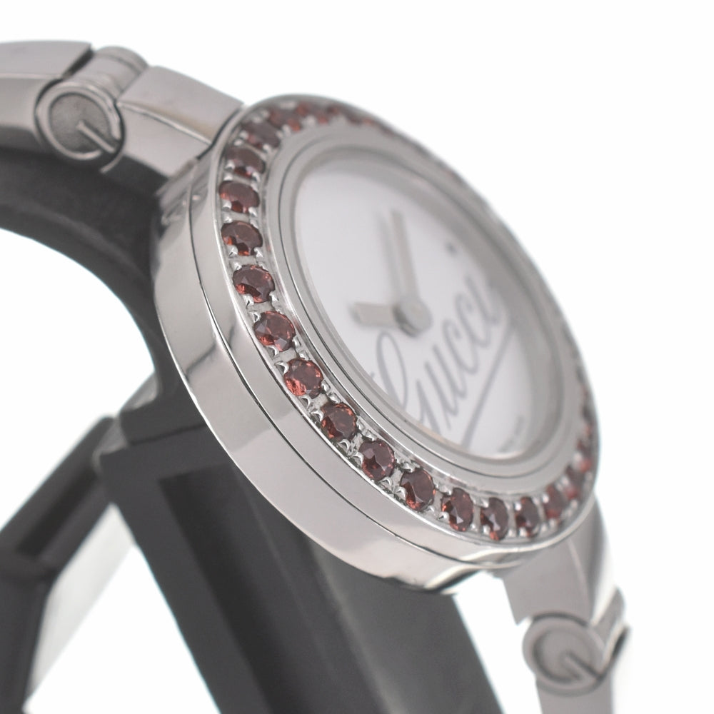 GUCCI 105 Garnet Bezel Bangle white Dial Quartz Ladies
 Watch L#139472