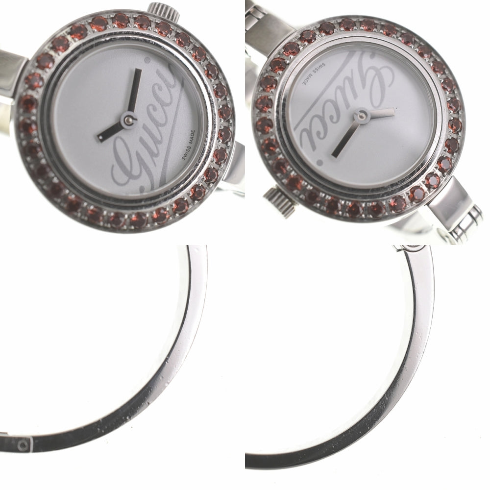 GUCCI 105 Garnet Bezel Bangle white Dial Quartz Ladies
 Watch L#139472