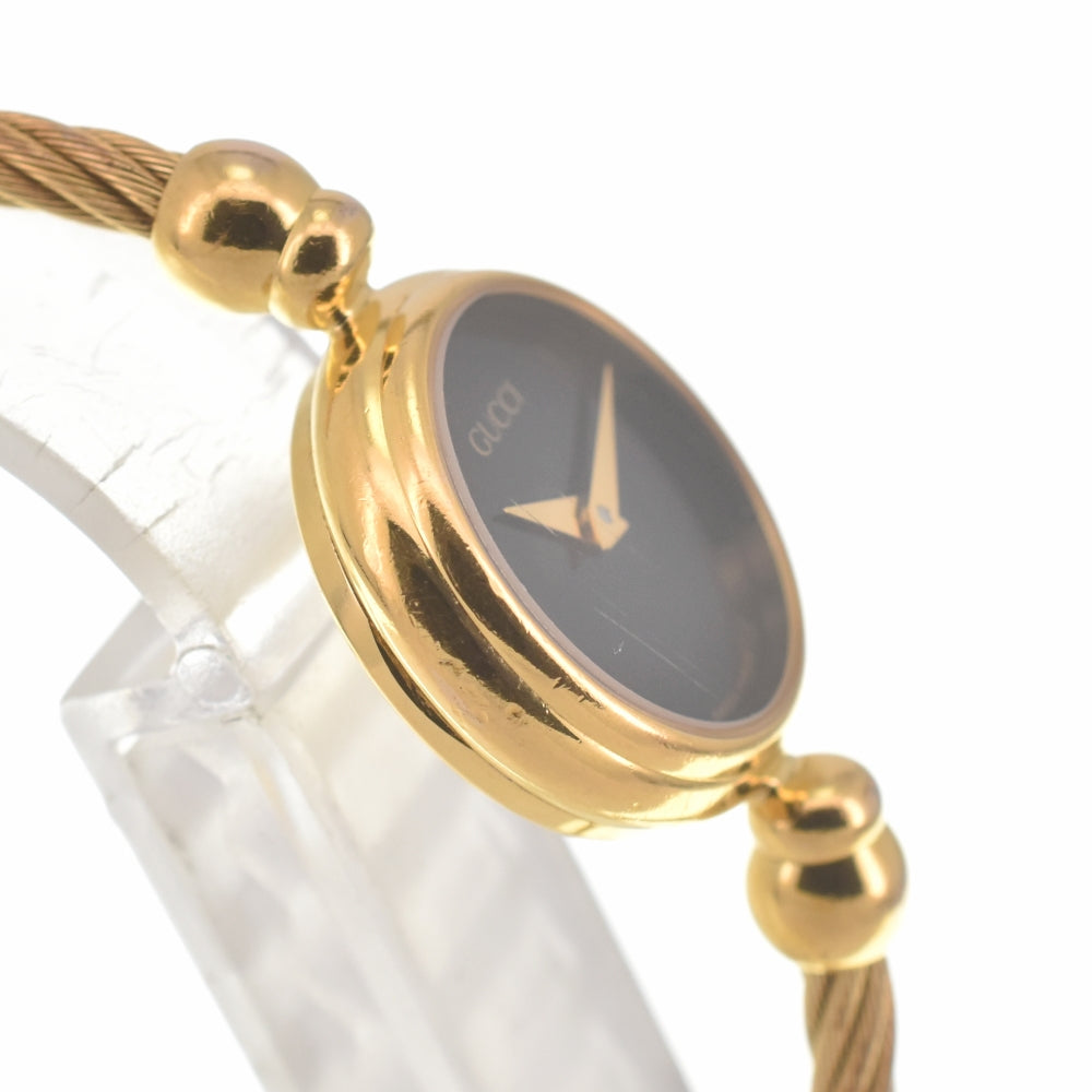 GUCCI Bangle 2700.2.L Gold Plated black Dial Quartz Ladies
 Watch K#139481