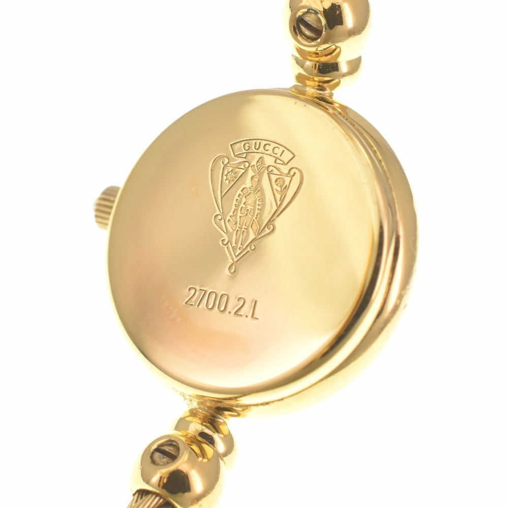 GUCCI Bangle 2700.2.L Gold Plated black Dial Quartz Ladies
 Watch K#139481