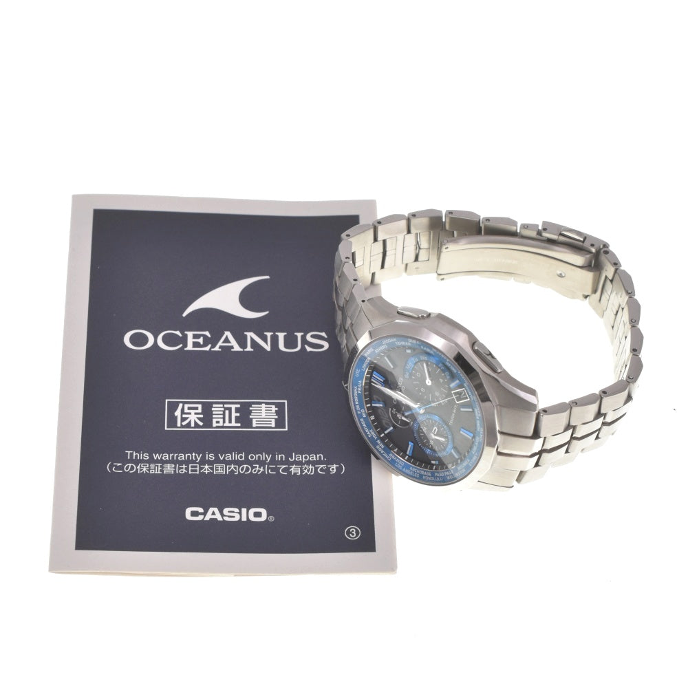 with paper CASIO Oceanus Manta OCW-S1400-1AJF titanium blue Dial Radio Sync Solar Men's
 Watch I#139564