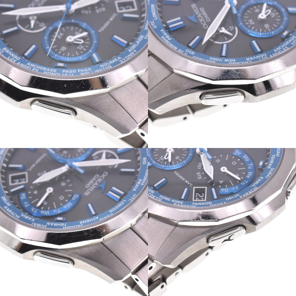 with paper CASIO Oceanus Manta OCW-S1400-1AJF titanium blue Dial Radio Sync Solar Men's
 Watch I#139564