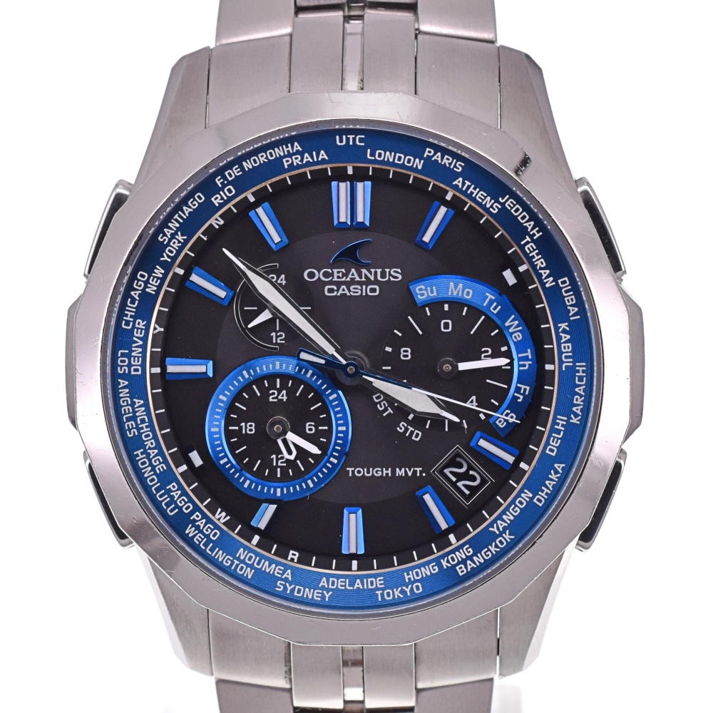 with paper CASIO Oceanus Manta OCW-S1400-1AJF titanium blue Dial Radio Sync Solar Men's
 Watch I#139564