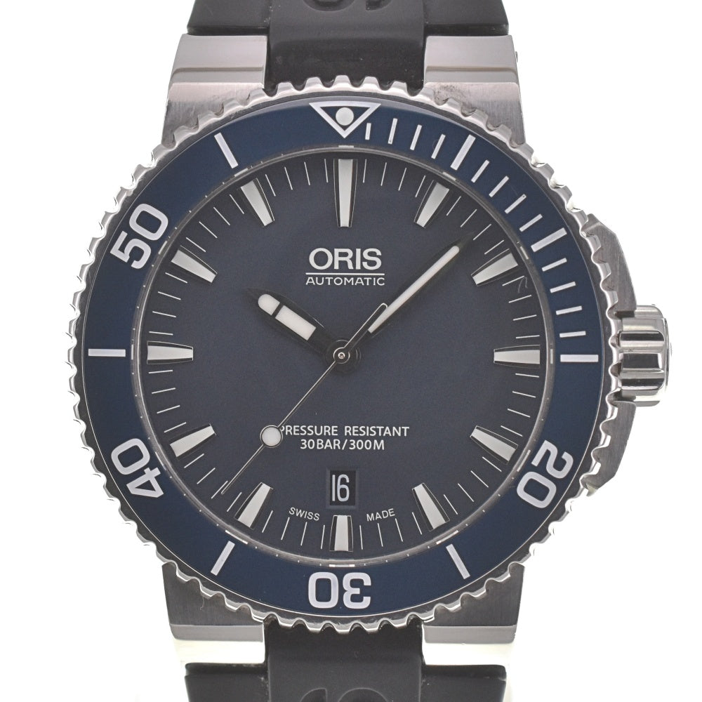 with paper ORIS Aquis Date 01 733 7653 4155-07 blue Dial Automatic Men's
 Watch G#139614