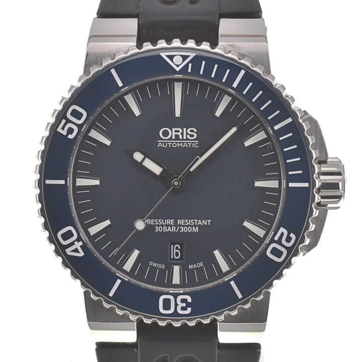 with paper ORIS Aquis Date 01 733 7653 4155-07 blue Dial Automatic Men's
 Watch G#139614