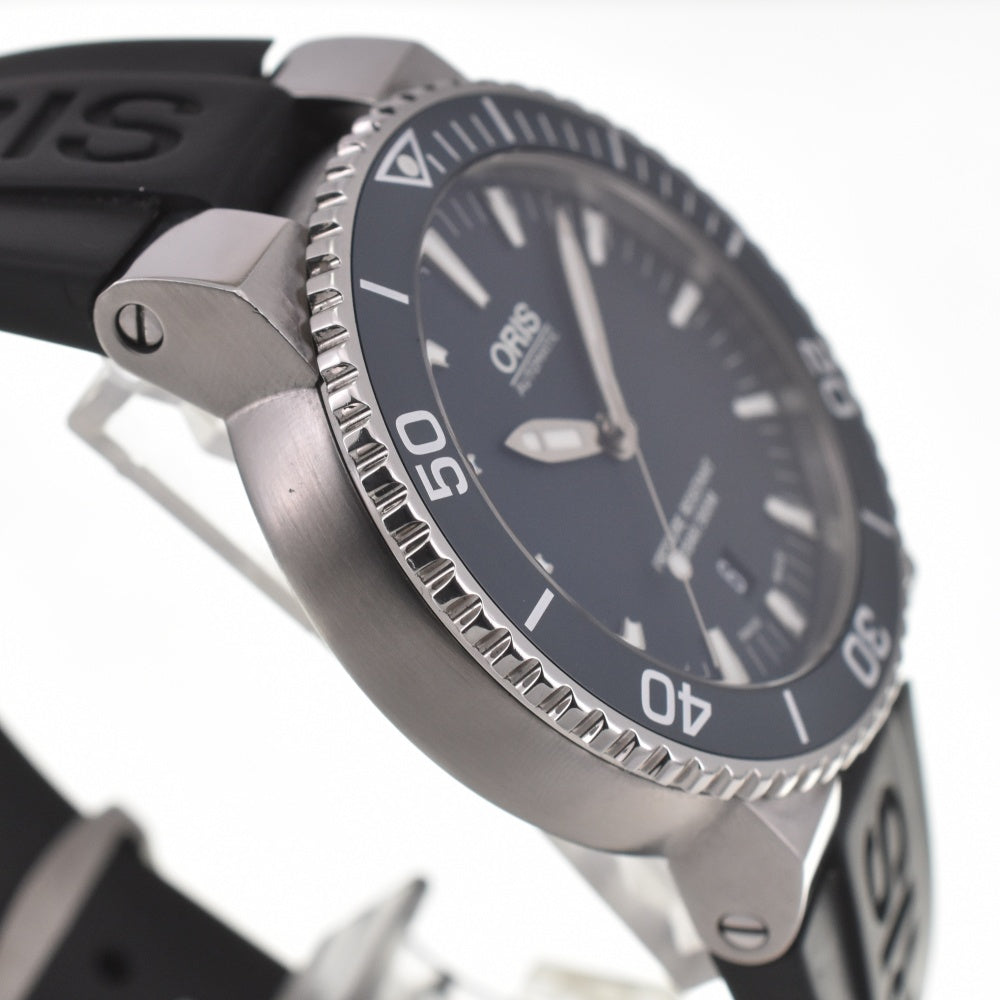 with paper ORIS Aquis Date 01 733 7653 4155-07 blue Dial Automatic Men's
 Watch G#139614