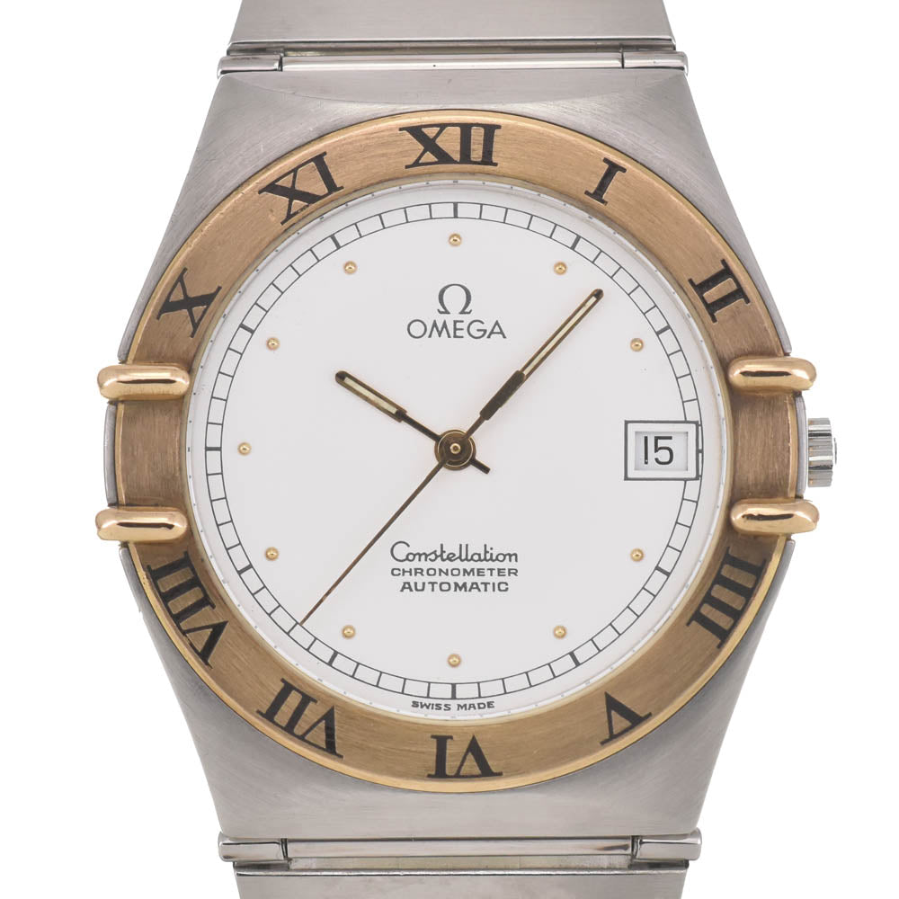 OMEGA Constellation date 368.1075 K18YG flat bezel white Dial Automatic Men's
 Watch J#139745