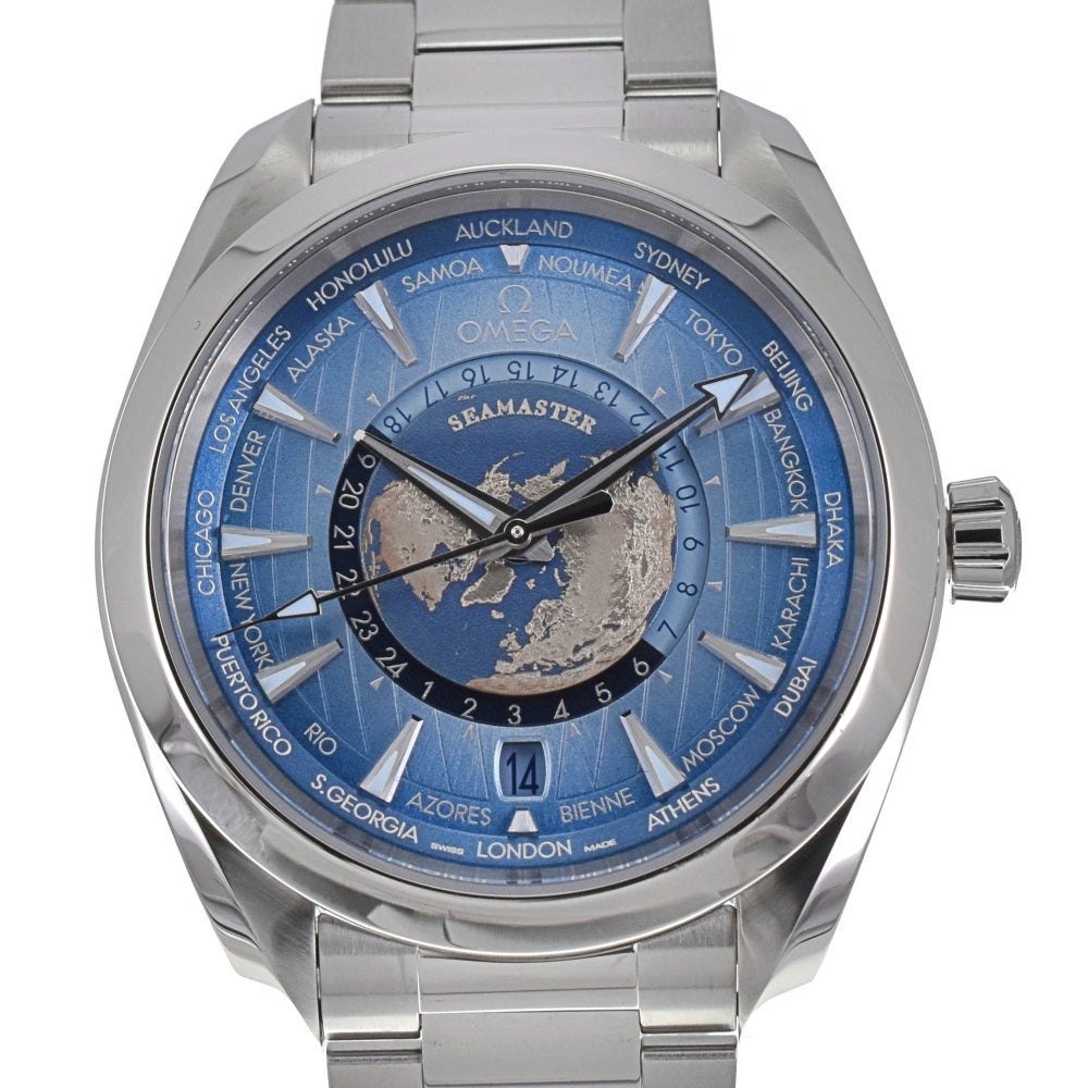 with paper OMEGA Seamaster Aqua Terra GMT World Timer 220.10.43.22.03.002 blue Dial Automatic Men's
 Watch I#139757