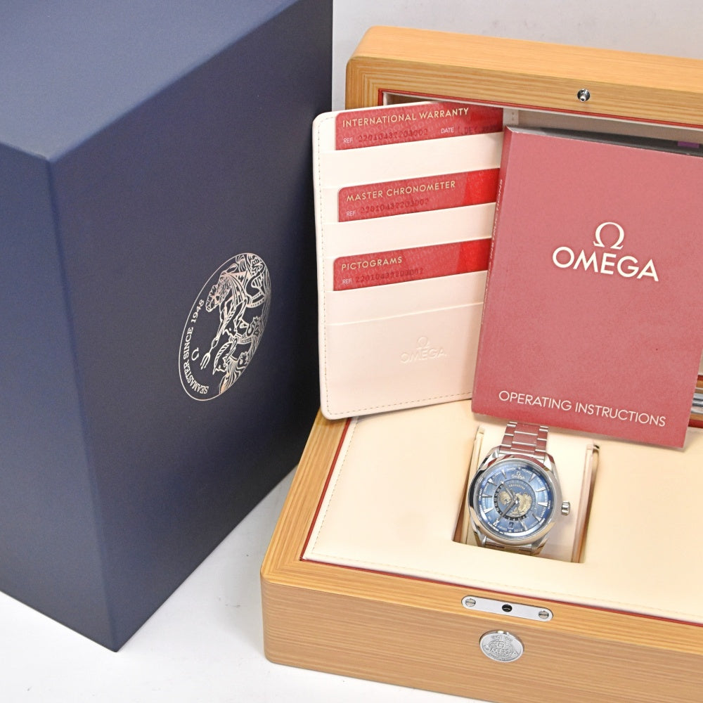 with paper OMEGA Seamaster Aqua Terra GMT World Timer 220.10.43.22.03.002 blue Dial Automatic Men's
 Watch □#139757