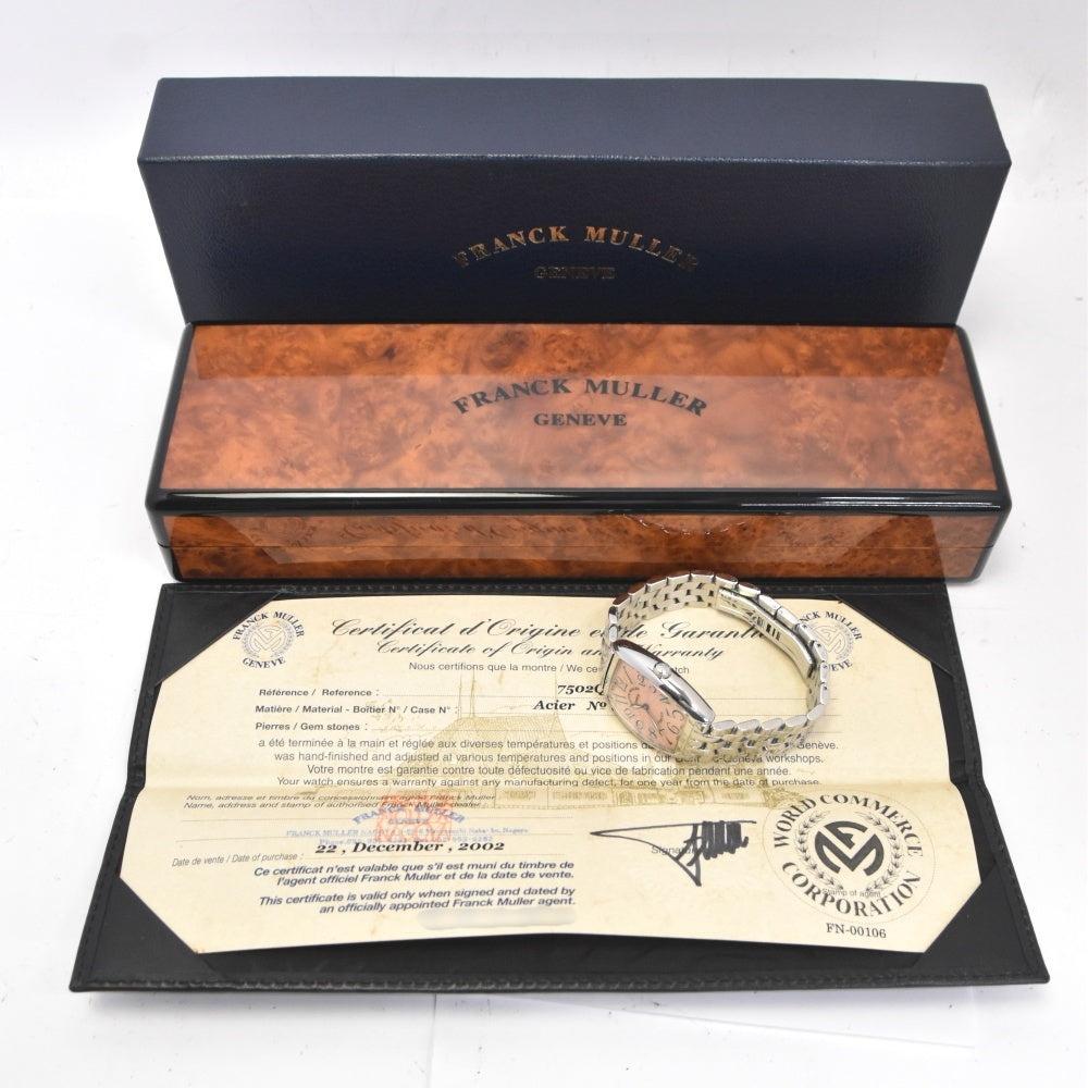 with paper FRANCK MULLER Tono carvex 7502QZ pink Dial Quartz Unisex
 Watch I#139760