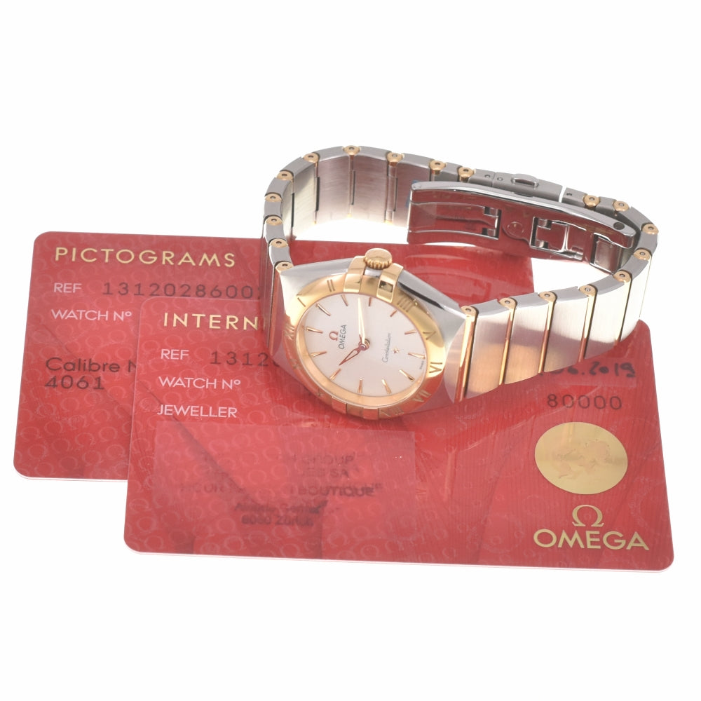 with paper OMEGA Constellation Manhattan Blush 131.20.28.60.02.002 Silver Dial Quartz Ladies
 Watch □#139763