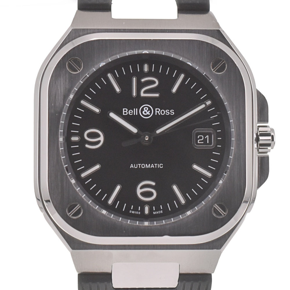 with paper Bell＆Ross Black steel BR05A-BL-ST/SRB Stainless Steel / Rubber black Dial Automatic Men's
 Watch I#139915