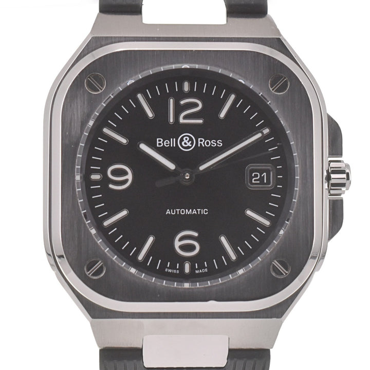 with paper Bell＆Ross Black steel BR05A-BL-ST/SRB Stainless Steel / Rubber black Dial Automatic Men's
 Watch I#139915