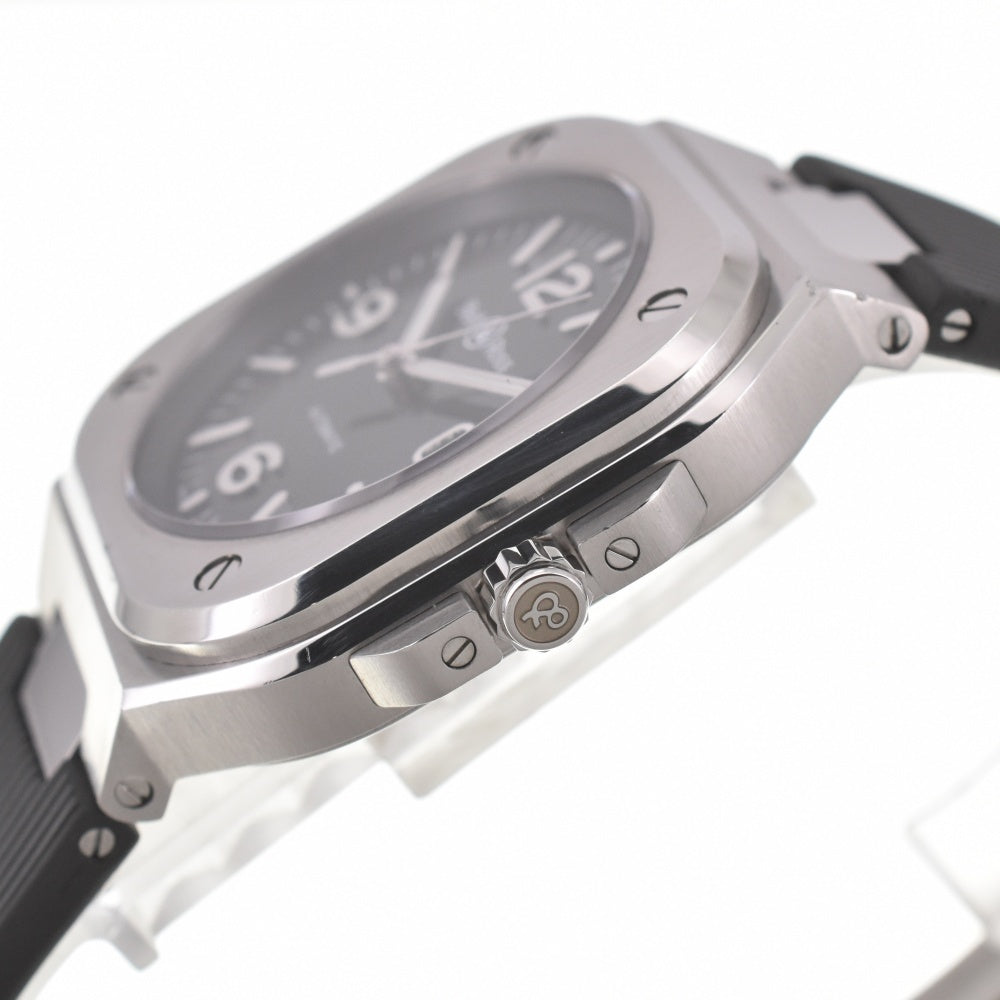 with paper Bell＆Ross Black steel BR05A-BL-ST/SRB Stainless Steel / Rubber black Dial Automatic Men's
 Watch I#139915