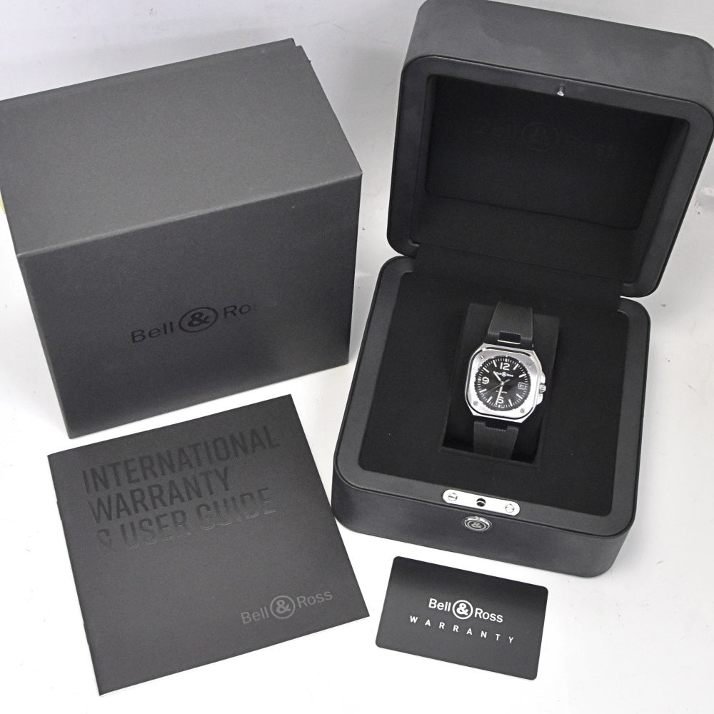 with paper Bell＆Ross Black steel BR05A-BL-ST/SRB Stainless Steel / Rubber black Dial Automatic Men's
 Watch I#139915
