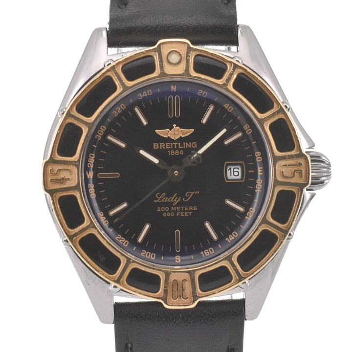 BREITLING Lady J Date D52065 YG Bezel black Dial Quartz Ladies
 Watch I#139935