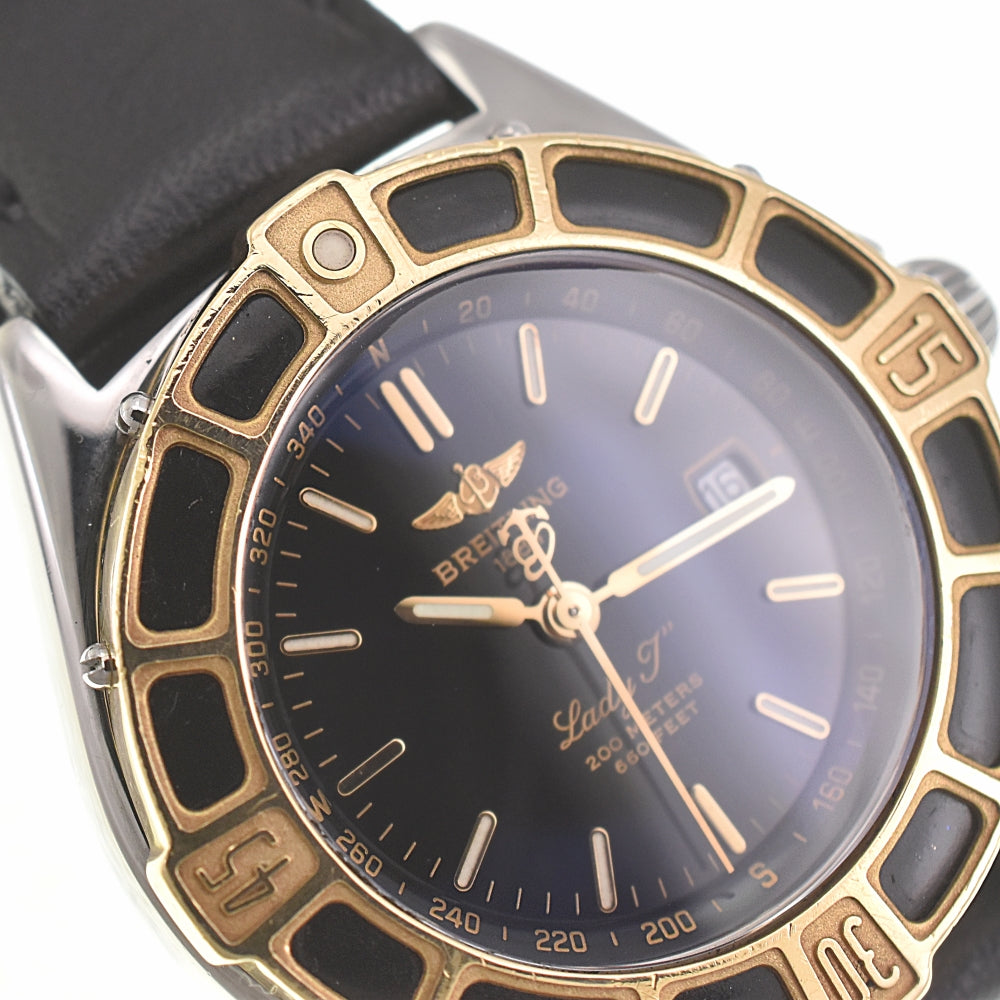 BREITLING Lady J Date D52065 YG Bezel black Dial Quartz Ladies
 Watch I#139935