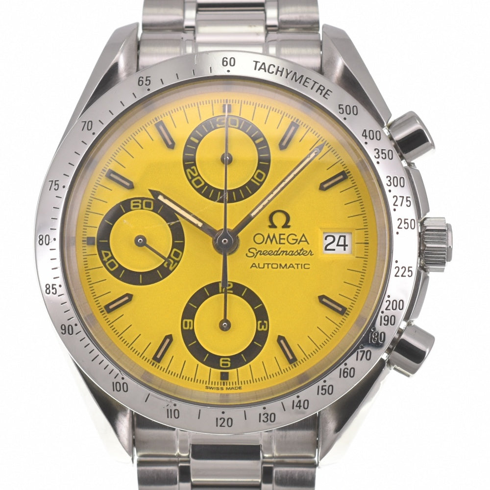 with paper OMEGA Speed master michael schumacher 3511.12 Chronograph Date yellow Dial Automatic Men's
 Watch J#139951