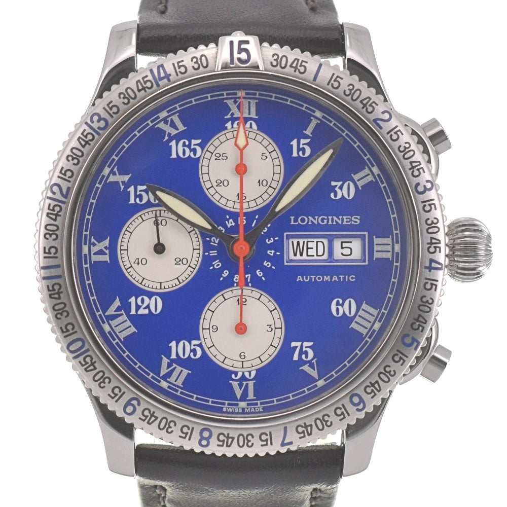 LONGINES Lindberg L2.618.4 Chronograph day date Blue / Silver Dial Automatic Men's
 Watch J#139961
