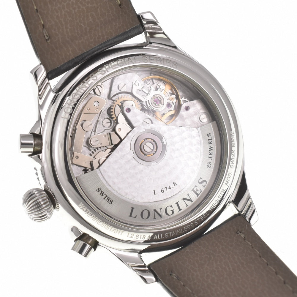 LONGINES Lindberg L2.618.4 Chronograph day date Blue / Silver Dial Automatic Men's
 Watch J#139961