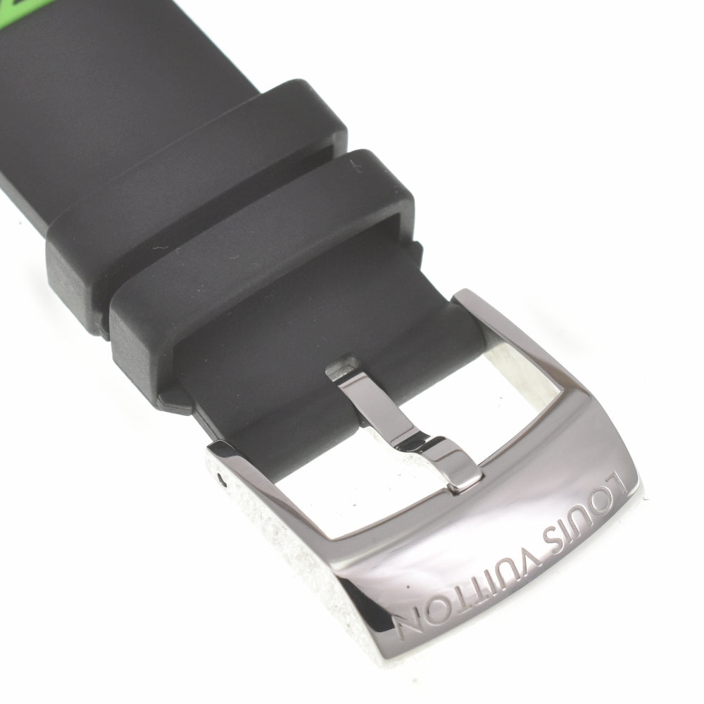 with paper LOUIS VUITTON Tambour Damier Graphite Lace QA130Z Black/Gray/Green Dial Automatic Men's
 Watch □#139966