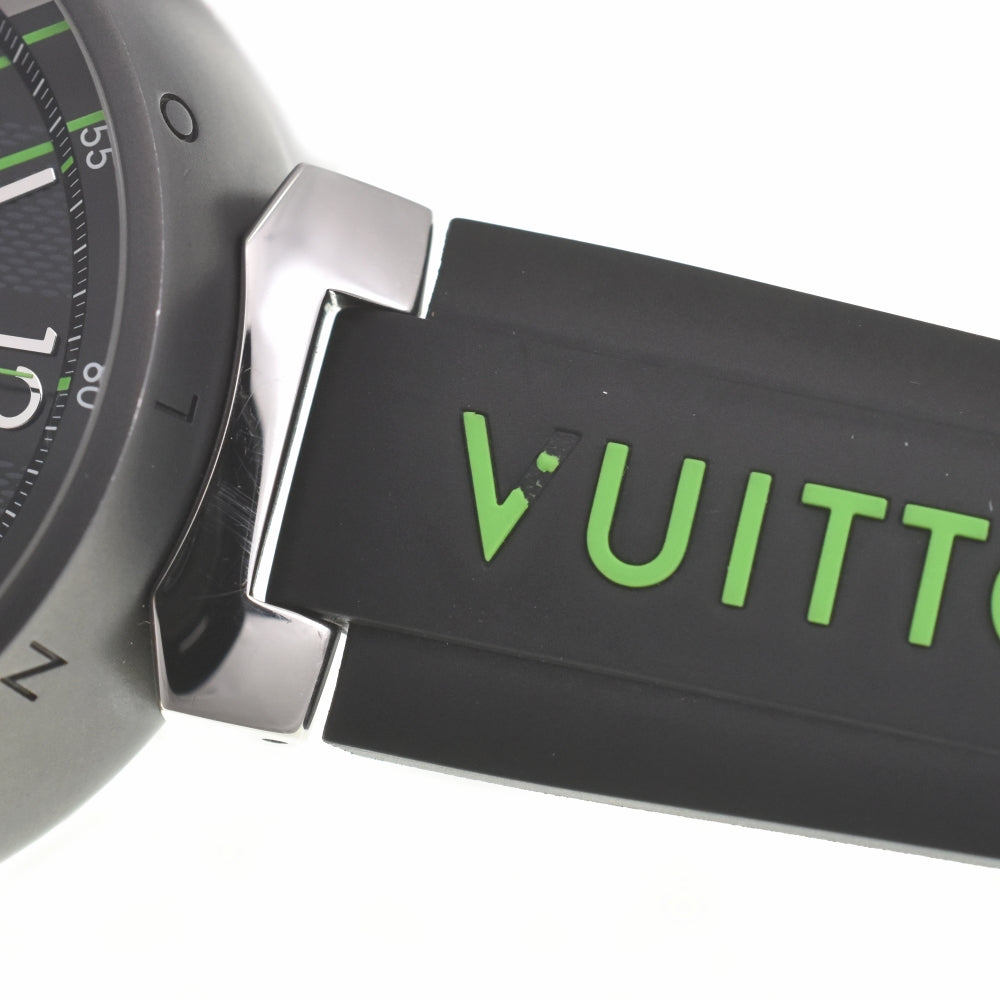 with paper LOUIS VUITTON Tambour Damier Graphite Lace QA130Z Black/Gray/Green Dial Automatic Men's
 Watch □#139966