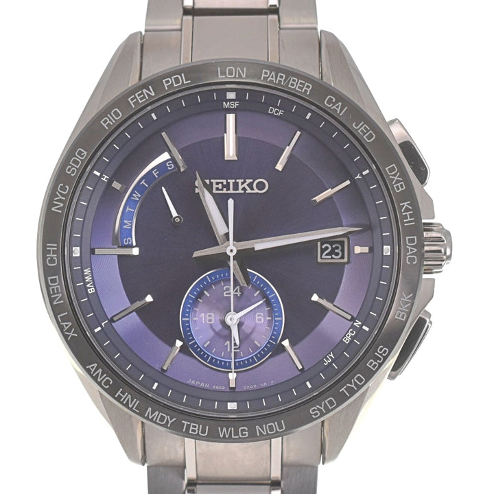 with paper SEIKO Brights SAGA231 Date Navy Dial Radio Sync Solar Men's
 Watch I#139976