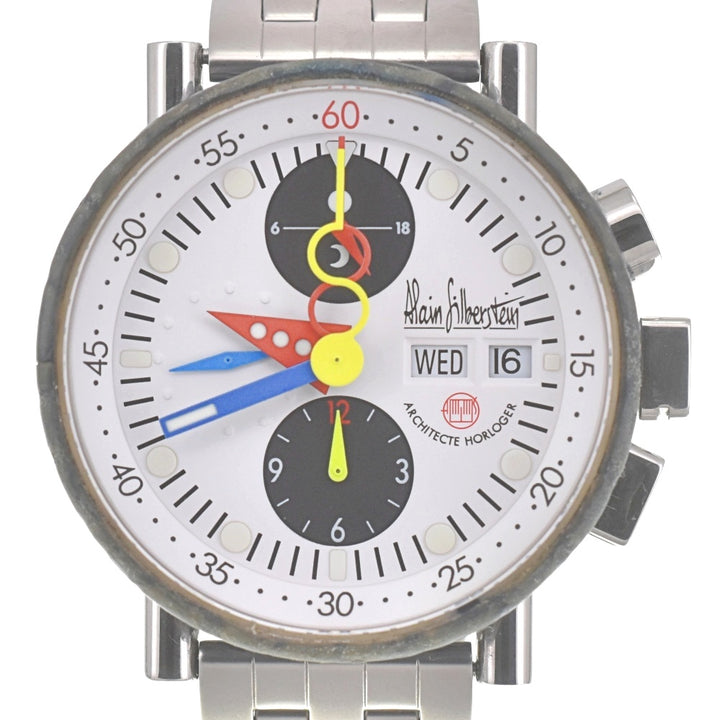 with paper Alain Silberstein KRONO B CUIR LWO5100 Chronograph white Dial Automatic Men's
 Watch I#139977