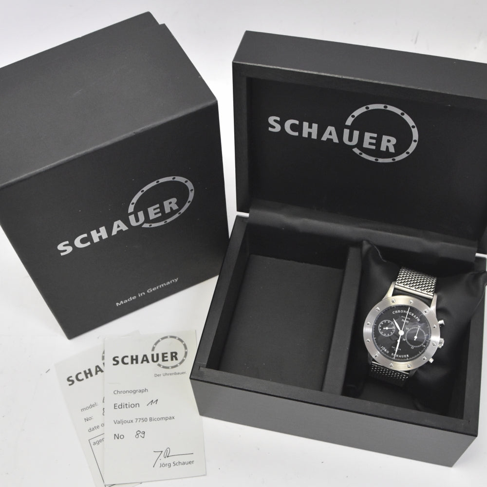 with paper JORG SCHAUER EDITI0N11 Chronograph black Dial Automatic Men's
 Watch J#139978