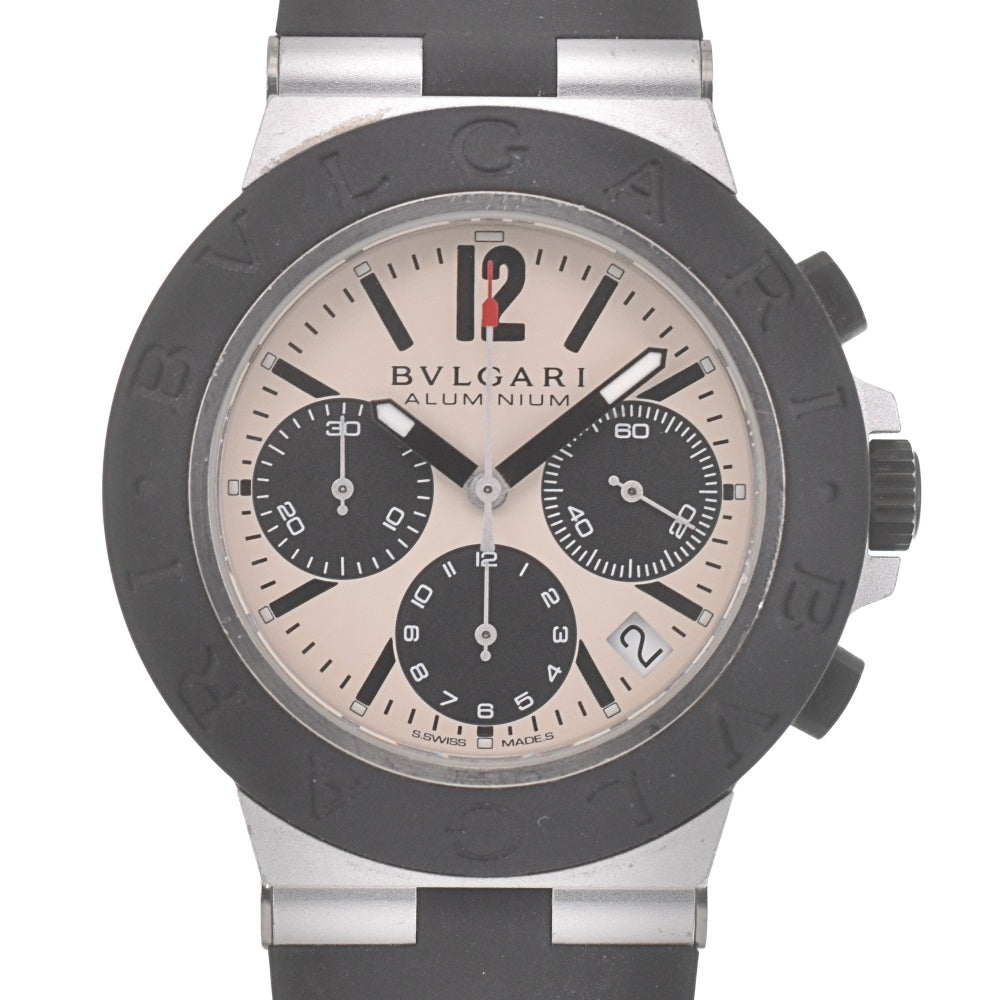 BVLGARI aluminum BB40ATCH Chronograph Date Silver / Black Dial Automatic Men's
 Watch J#140068