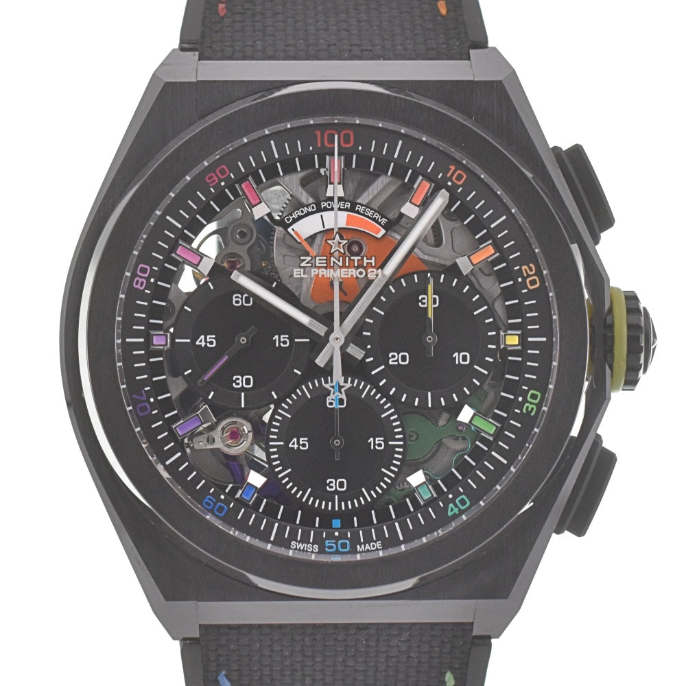 ZENITH DEFY 21 CHROMA II 49.9013.9004/21.R952 500 worldwide limited Black Openwork Dial Automatic Men's
 Watch J#140085