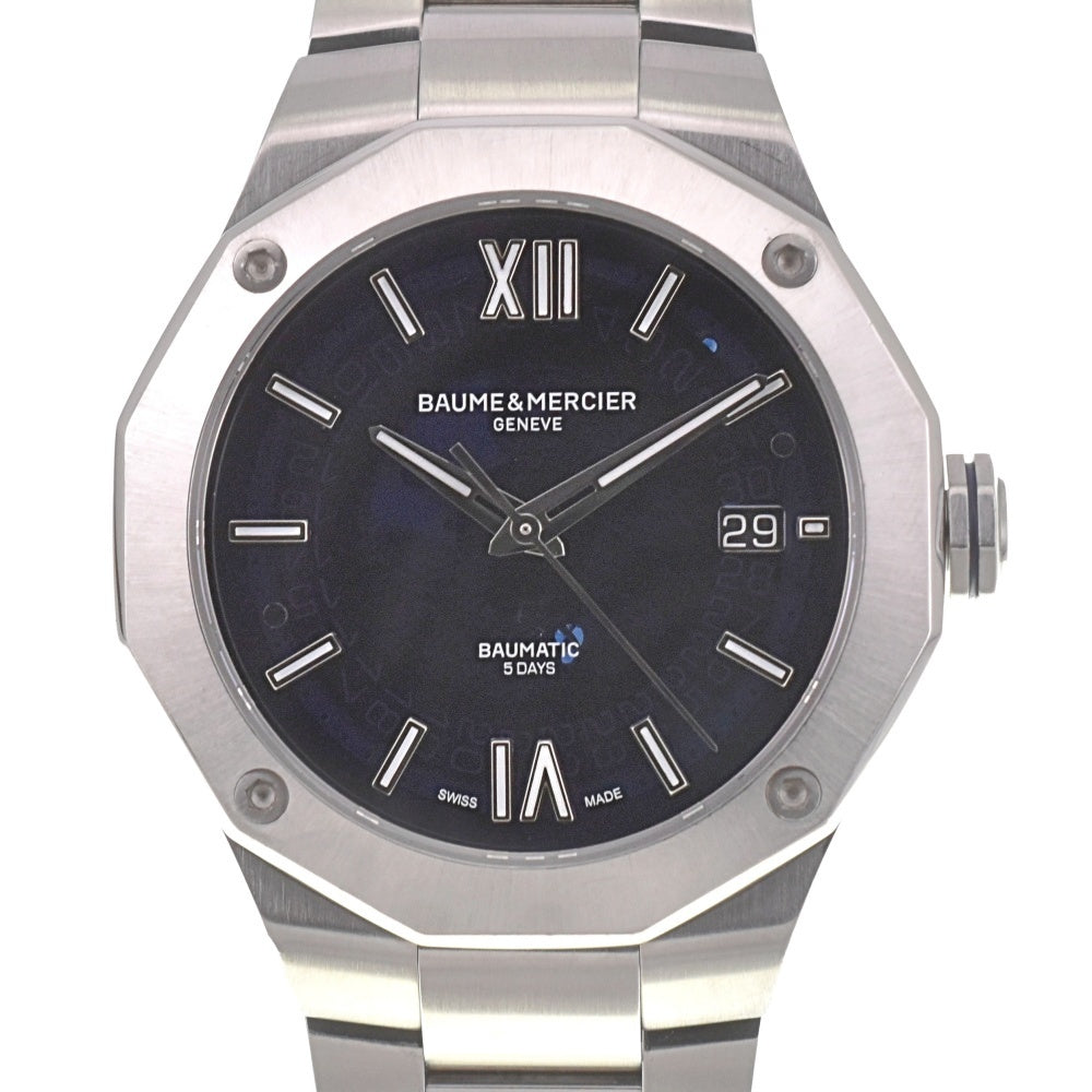 with paper Baume & Mercier Riviera Baumatic 1.7" M0A10715 Date Moke Blue Sapphire (Blue Skeleton) Dial Automatic Men's
 Watch M#140137