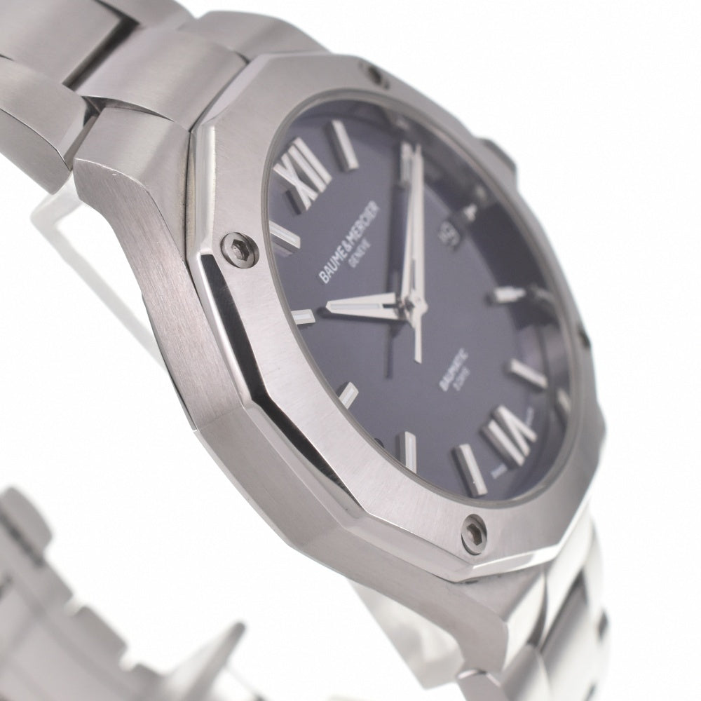 with paper Baume & Mercier Riviera Baumatic 1.7" M0A10616 Date Moke Blue Sapphire (Blue Skeleton) Dial Automatic Men's
 Watch □#140137