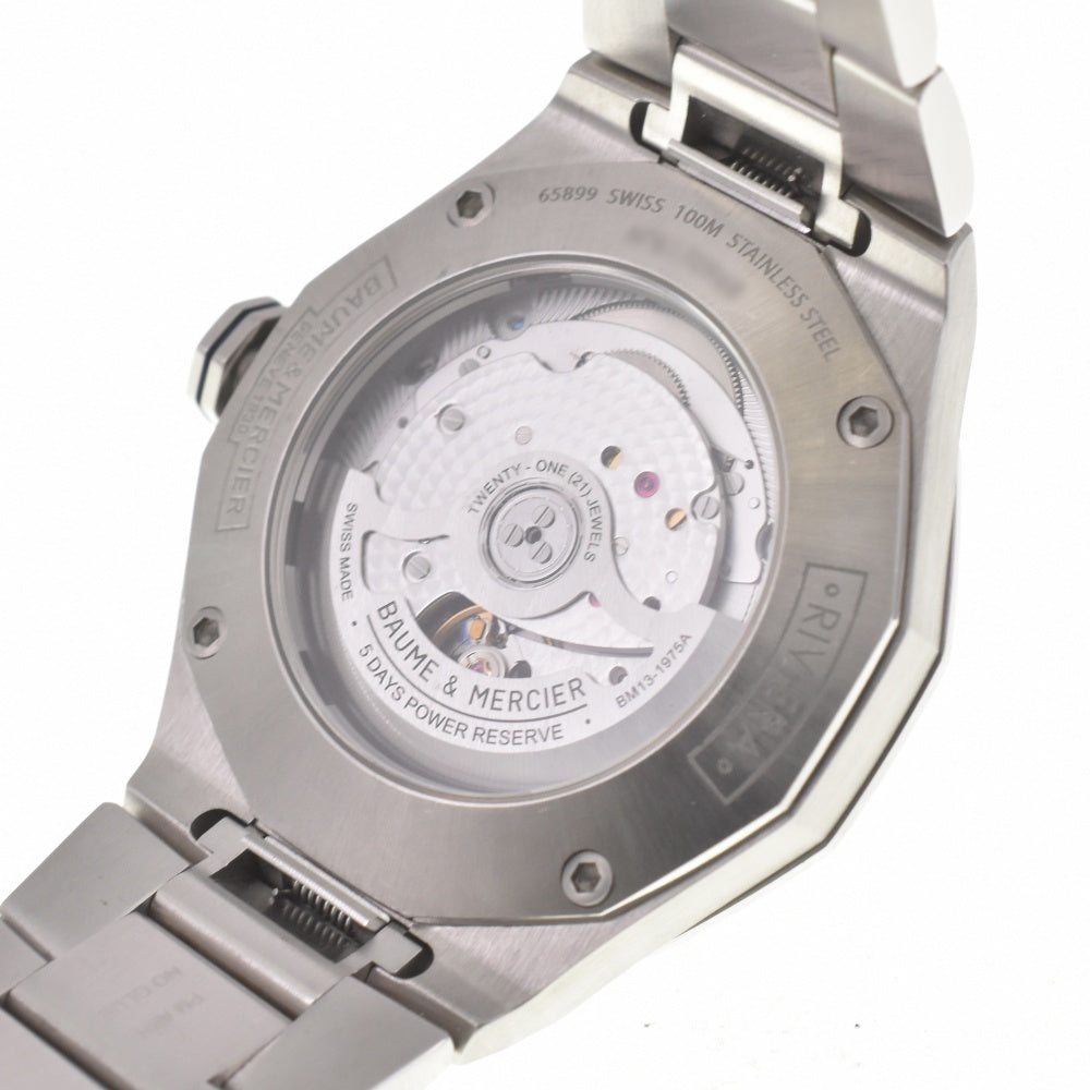 with paper Baume & Mercier Riviera Baumatic 1.7" M0A10616 Date Moke Blue Sapphire (Blue Skeleton) Dial Automatic Men's
 Watch □#140137