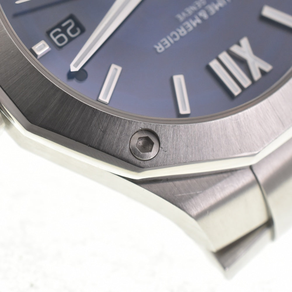 with paper Baume & Mercier Riviera Baumatic 1.7" M0A10616 Date Moke Blue Sapphire (Blue Skeleton) Dial Automatic Men's
 Watch □#140137