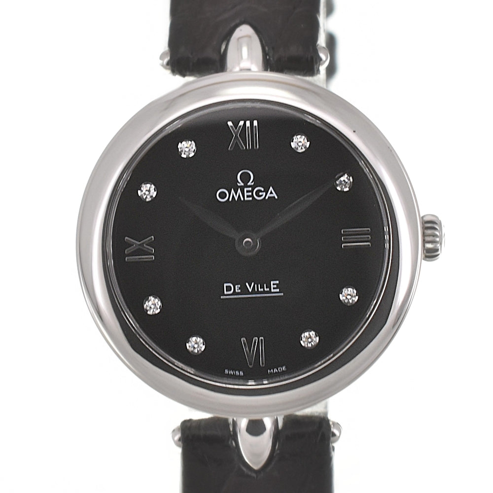 OMEGA De Ville Prestige Dewdrop 424.13.27.60.51.001 8P diamond black Dial Quartz Ladies
 Watch L#140146