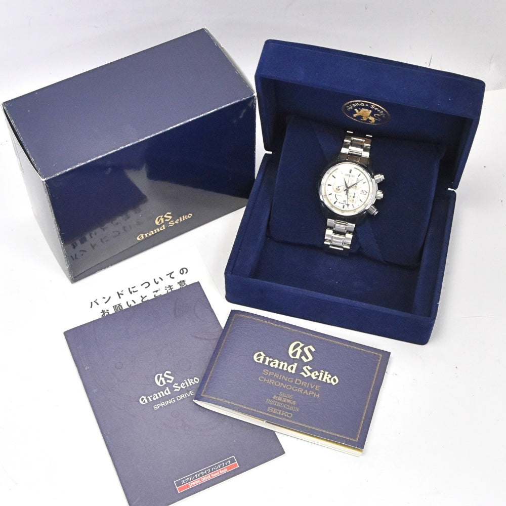 SEIKO Grand Seiko SBGC001 Chronograph Power Reserve Date Silver Dial Spring drive Men's
 Watch L#140154
