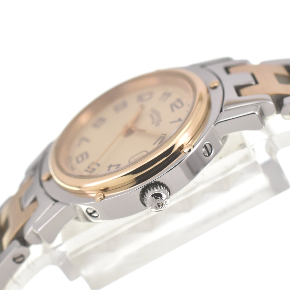 HERMES Clipper CL4.220 Stainless Steel/Gold Plated D Buckle beige Dial Quartz Ladies
 Watch N#140222