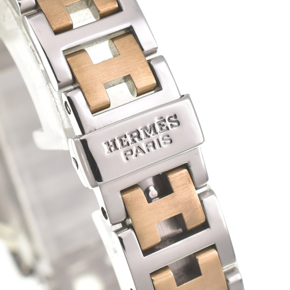 HERMES Clipper CL4.220 Stainless Steel/Gold Plated D Buckle beige Dial Quartz Ladies
 Watch N#140222
