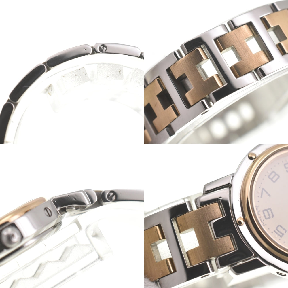 HERMES Clipper CL4.220 Stainless Steel/Gold Plated D Buckle beige Dial Quartz Ladies
 Watch N#140222