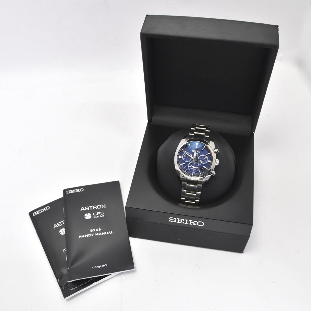 SEIKO Astron Dual Time SBXC019 Power Reserve Day Date blue Dial GPS Solar Men's
 Watch L#140243