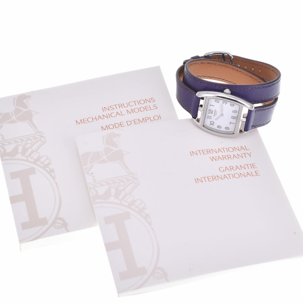 with paper HERMES Cape Cod Tonneau CT1.210 Stainless Steel / Leather Double Tour white Dial Quartz Ladies
 Watch L#140287