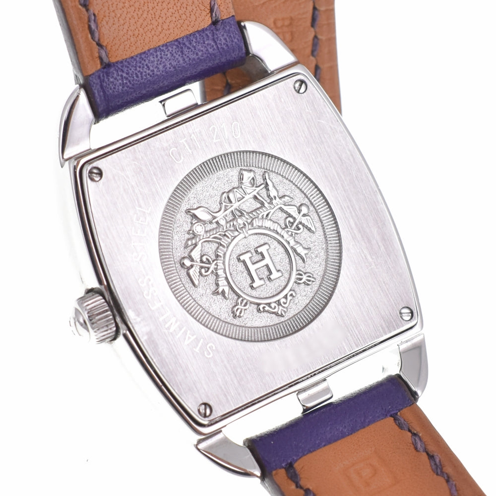 with paper HERMES Cape Cod Tonneau CT1.210 Stainless Steel / Leather Double Tour white Dial Quartz Ladies
 Watch L#140287