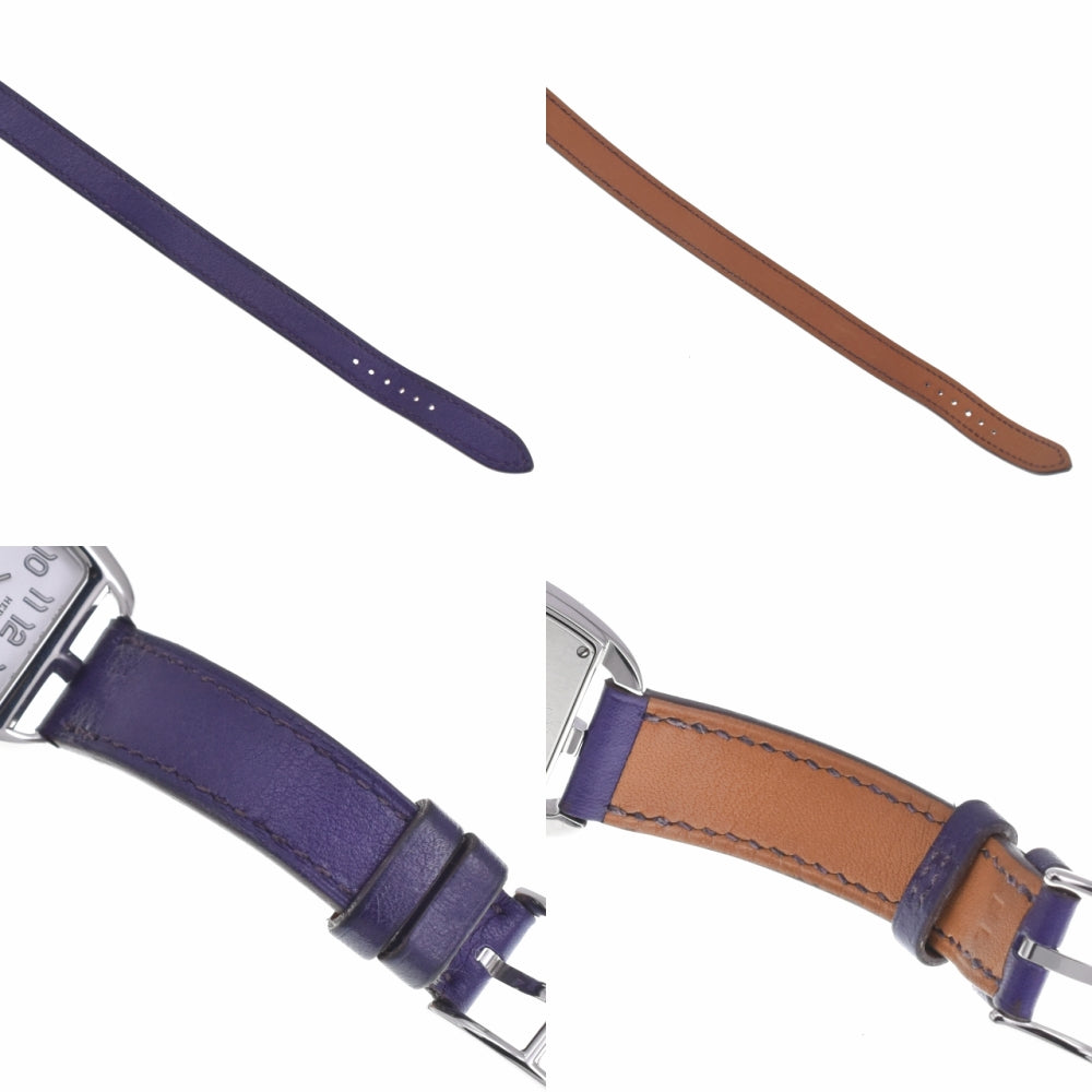 with paper HERMES Cape Cod Tonneau CT1.210 Stainless Steel / Leather Double Tour white Dial Quartz Ladies
 Watch L#140287